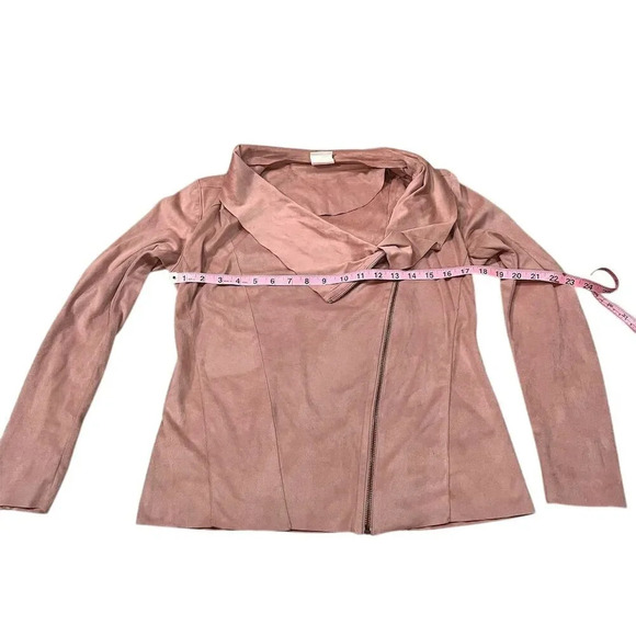 Mote Women's Drape Front Jacket Pink Size S Asymmetrical Zip Casual - Picture 2 of 9